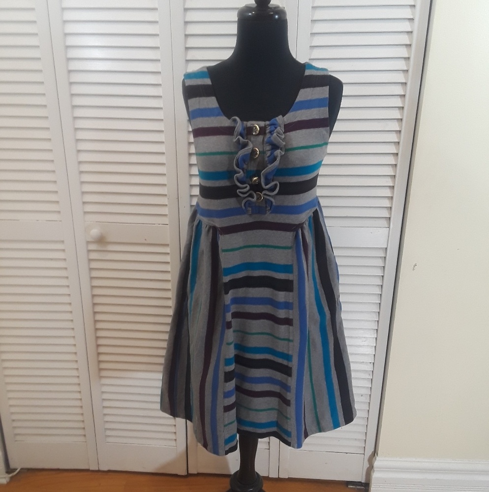 Marc by Marc Jacobs Gray Striped Cotton Sundress
